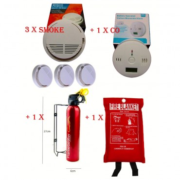 home safety essentials fire extinguisher blanket smoke x 3 co detector ce marked